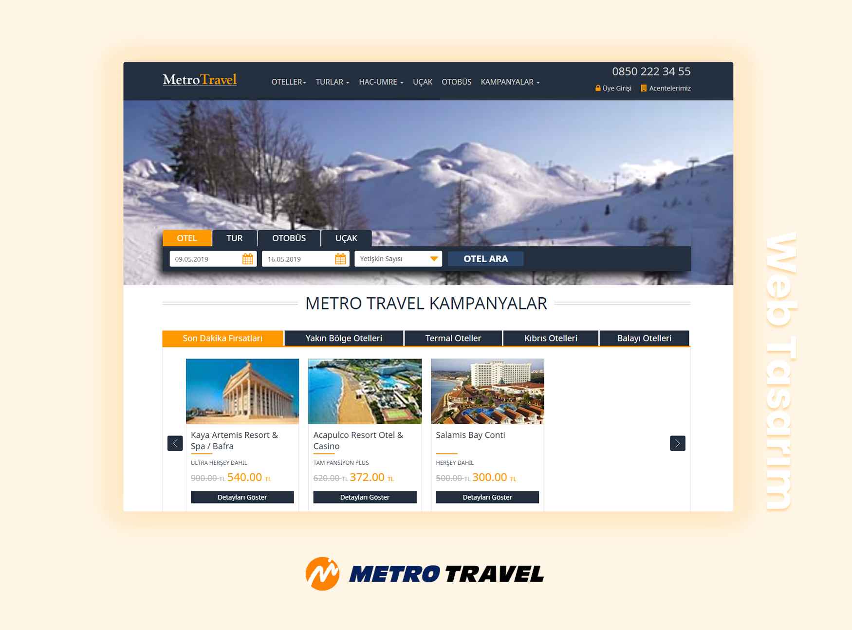Metro Travel - Web Tasarım ve Entegrasyon